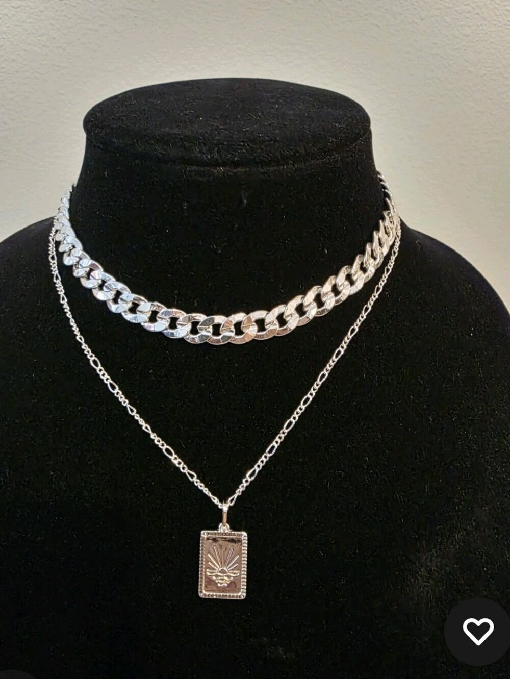 Evry High Polish Silvertone Necklaces,  Set Of 2,  14"+1" & 17"+2" New